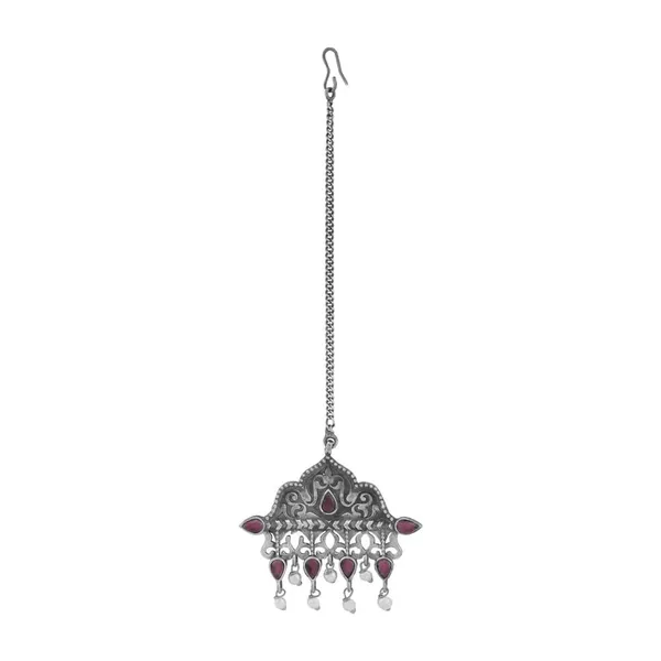 Tribal_Oxidized_Maang_Tika_With_Ruby_For_Women_&_Girls