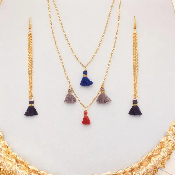 Multicolor_Tassel_Necklace_and_Earring_Set_For_Women_&_Girls
