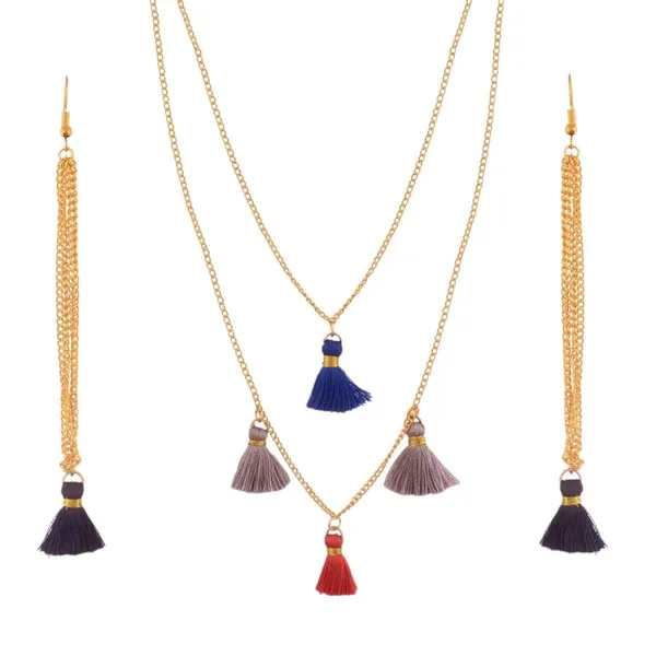 Multicolor_Tassel_Necklace_and_Earring_Set_For_Women_&_Girls
