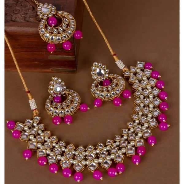 Pink_Gold-Toned_Brass-Plated_Kundan_Studded_Beaded_Jeweller_For_Women_&_Girls