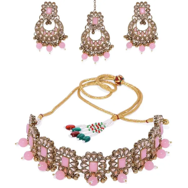 Gold-Toned_Kundan_Ruby_Studded_Choker_Set_For_Women_&_Girls