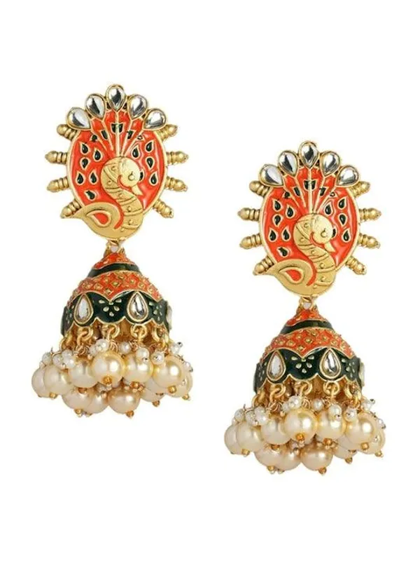 GoldPlated_Peacock_Shaped_Jhumkas_Earrings_For_Women_&_Girls
