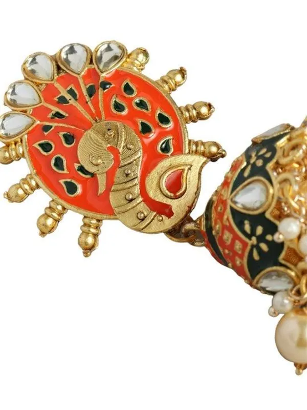 GoldPlated_Peacock_Shaped_Jhumkas_Earrings_For_Women_&_Girls