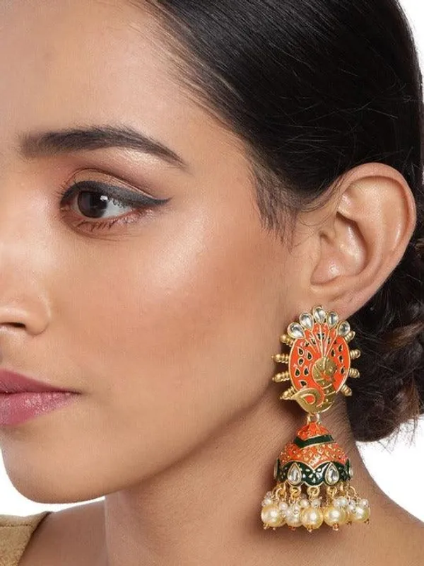 GoldPlated_Peacock_Shaped_Jhumkas_Earrings_For_Women_&_Girls