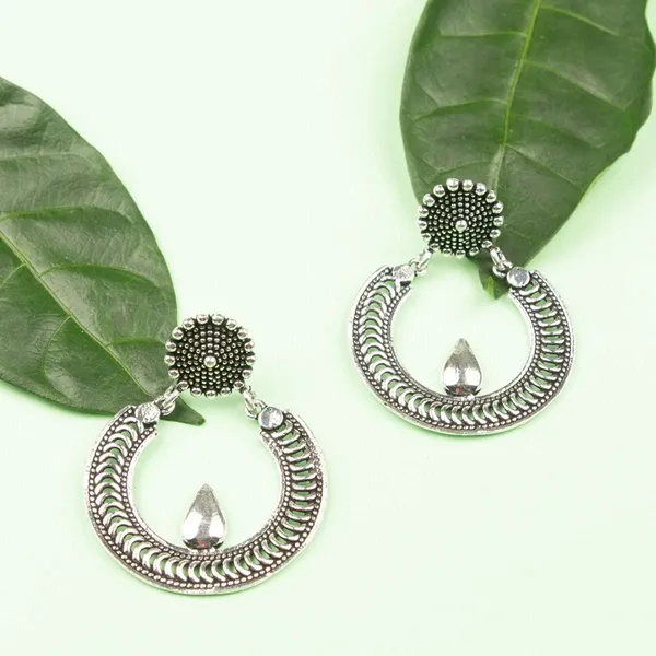 Oxidised_Silver-Plated_Circular_Drop_Earrings_For_Women_&_Girls