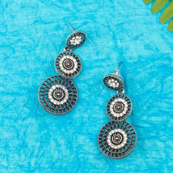 Oxidized_Studded_Filigree_Circular_Earrings_For_Women_&_Girls