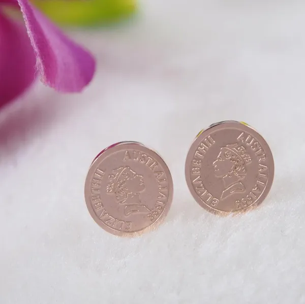 Stainless_Steel_Rosegold_Plated_Queen_Elizabeth_Coin_Shaped_Stud_Earring__3849_For_Women_&_Girls