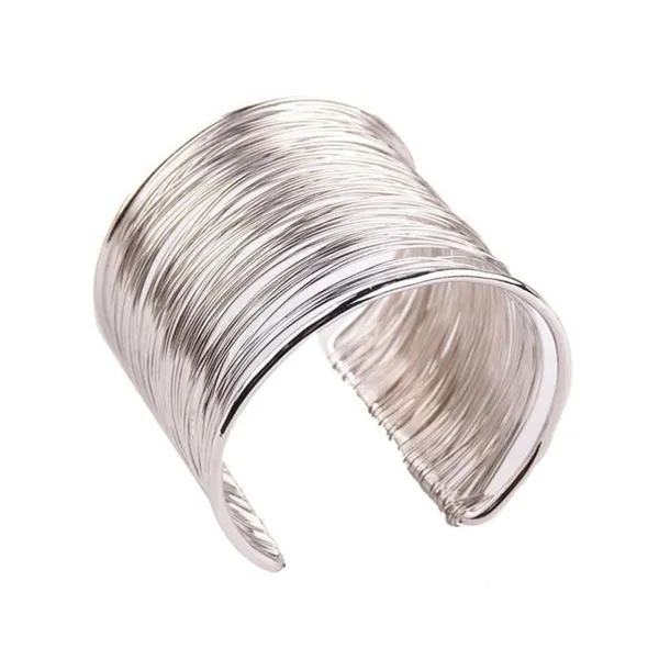 JWELLA_Trendy_Silver-Toned_Open_Cuff_Bracelet_for_Women_&_Girls_|_Textured_Multi-Wire_Metal_Bangle_|_Fashion_Statement_Wrist_Accessory_for_Party,_Daily_&_Casual_Wear