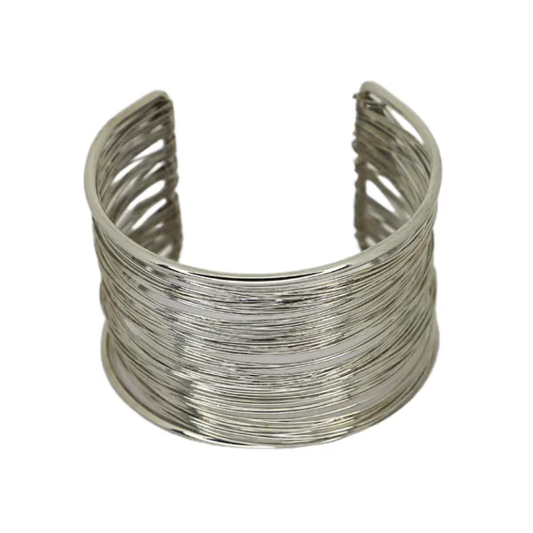 JWELLA_Trendy_Silver-Toned_Open_Cuff_Bracelet_for_Women_&_Girls_|_Textured_Multi-Wire_Metal_Bangle_|_Fashion_Statement_Wrist_Accessory_for_Party,_Daily_&_Casual_Wear