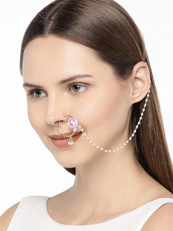 Gold-Plated_Enamelled_Chained_Nose_Ring_For_Women_&_Girls