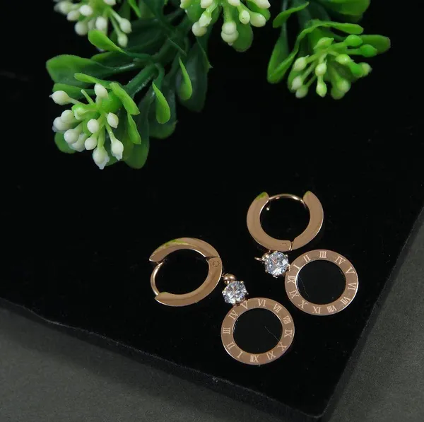 Stainless_Steel_Rosegold_Plated_Black_Disc_Round_Shaped_Hoops_Earring_2869_For_Women_&_Girls