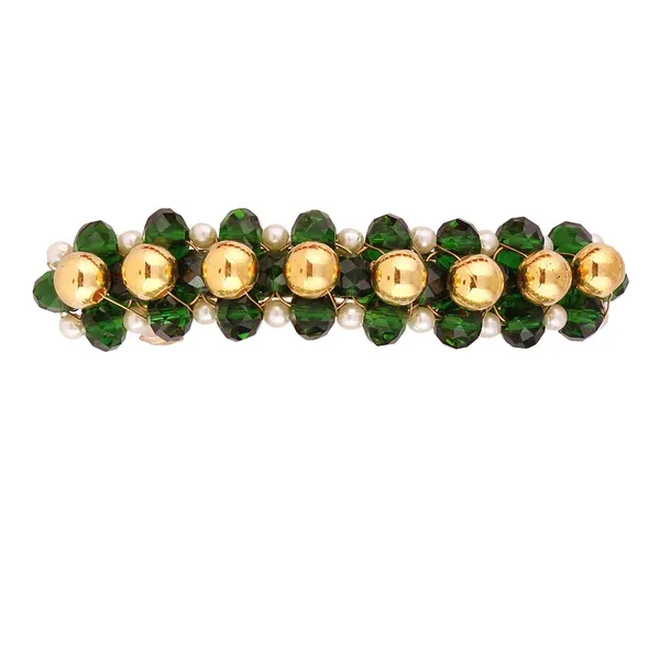 Emerald_Green_And_Gold_Beaded_Hair_Pin_For_Women_&_Girls