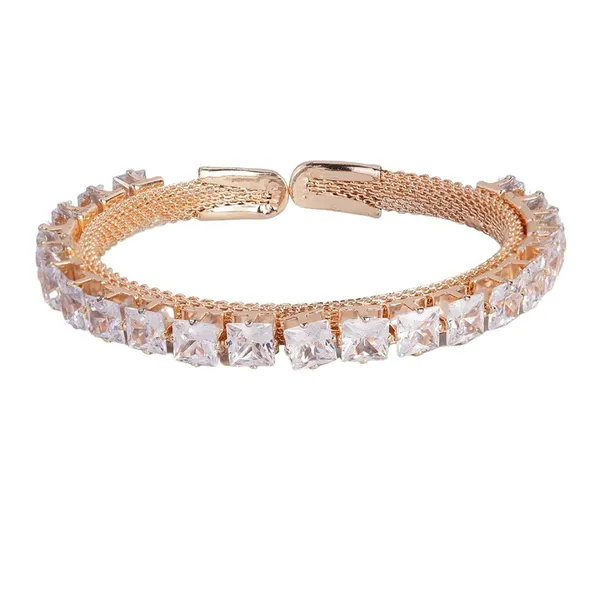 Rose_Gold-Plated_Bracelet_With_Square-Cut_Stones_For_Women_&_Girls