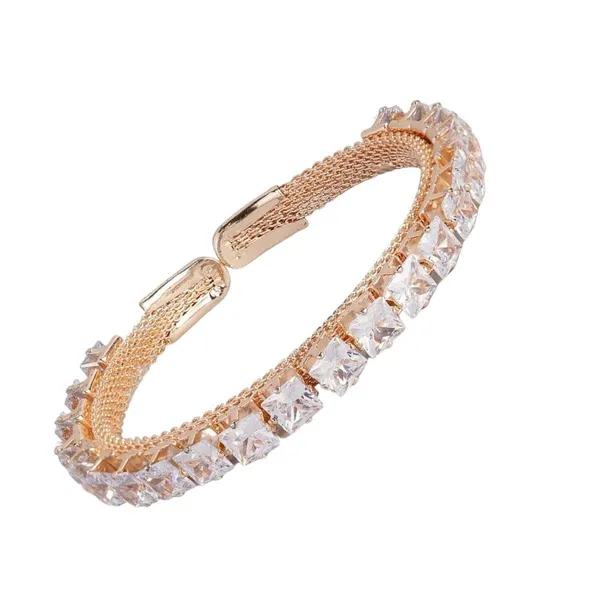 Rose_Gold-Plated_Bracelet_With_Square-Cut_Stones_For_Women_&_Girls