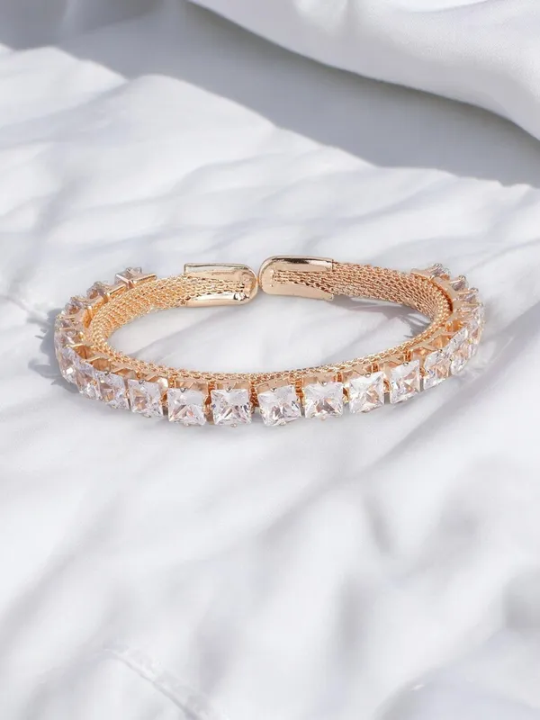 Rose_Gold-Plated_Bracelet_With_Square-Cut_Stones_For_Women_&_Girls