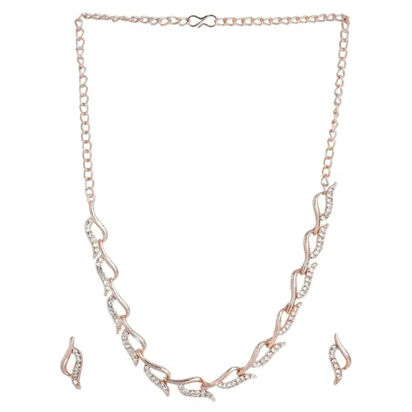 Rose_Gold_Plated_Curved_Crystal_Necklace_Set_With_Matching_Stud_Earrings_–_Elegant_Party_Wear_Jewelry_For_Women_&_Girls