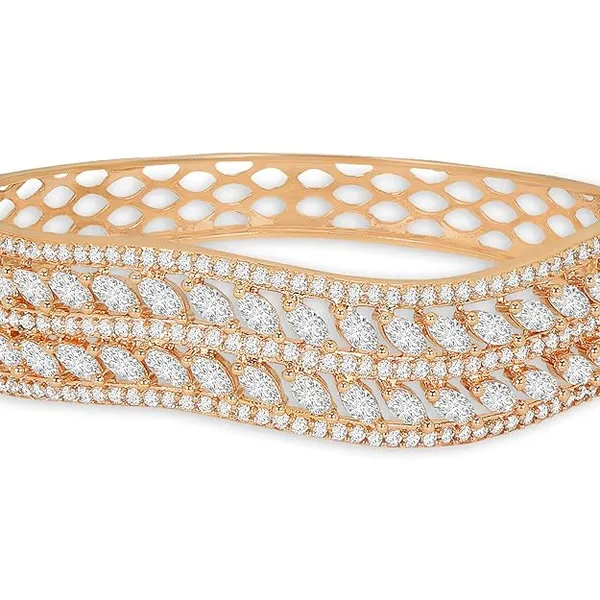 Rose_Gold-Plated_Handcrafted_Bangle_Bracelet_with_American_D_For_Women_&_Girls