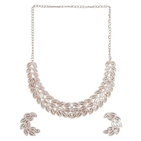Rose_Gold-Plated_Leaf_Design_Necklace_And_Earring_Set_For_Women_&_Girls