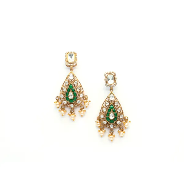 Royal_Gold-Plated_Choker_Necklace_Set_with_Green_and_White_Stones_and_Pearl_Drops_For_Women_&_Girls