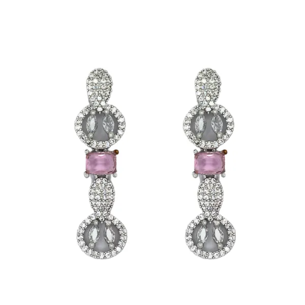 Elegant_AD_and_pink_stone_necklace_set_with_earrings_For_Women_&_Girls