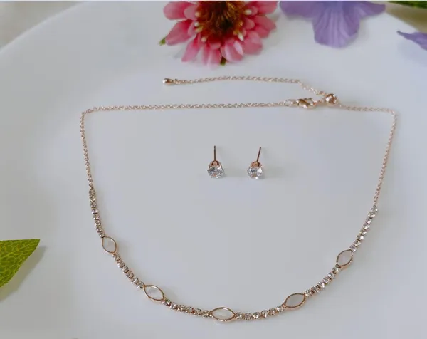 Silver/Gold/Rose_Gold_Plated_Choker_Necklace-_NK_2460_For_Women_&_Girls