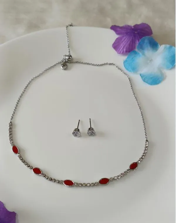 Silver/Gold/Rose_Gold_Plated_Choker_Necklace-_NK_2460_For_Women_&_Girls