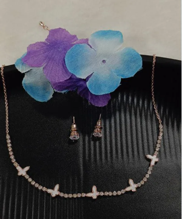 Silver/Gold/Rose_Gold_Plated_Choker_Necklace-_NK_2462_For_Women_&_Girls