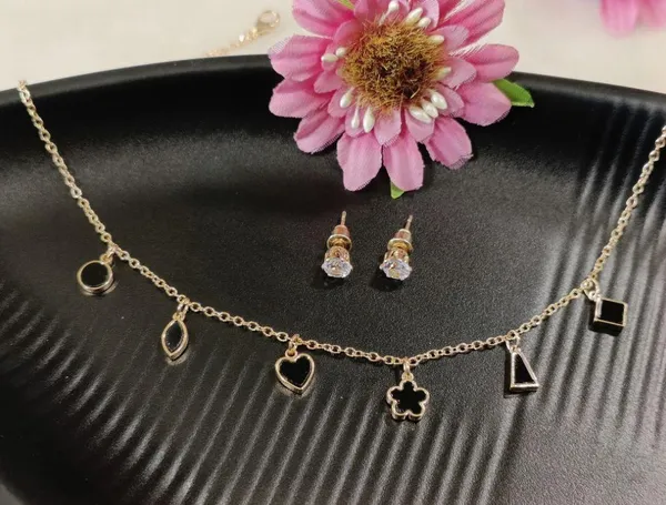 Silver/Gold/Rose_Gold_Plated_Choker_Necklace-_NK_2463_For_Women_&_Girls