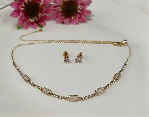 Silver/Gold/Rose_Gold_Plated_Choker_Necklace-_NK_2464_For_Women_&_Girls