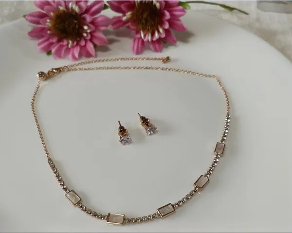 Silver/Gold/Rose_Gold_Plated_Choker_Necklace-_NK_2464_For_Women_&_Girls