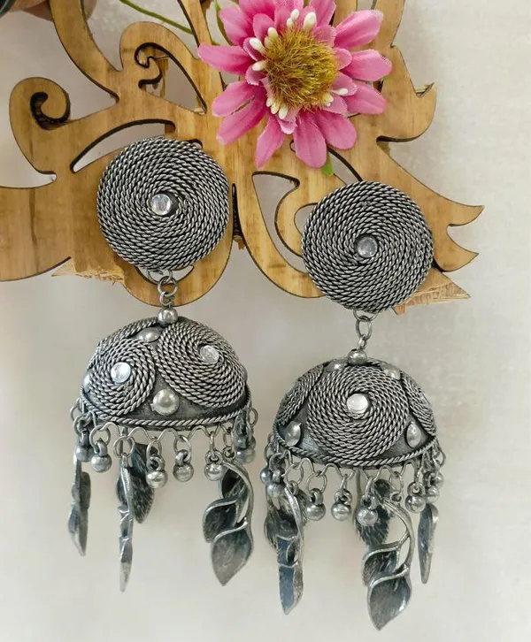 Silver_Oxidised_Afghani_Jhumka-OXDER_2425_For_Women_&_Girls