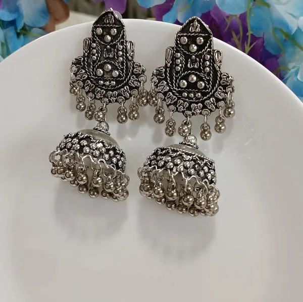 Silver_Oxidised_Jhumka_Earring-_OXDER_4220_For_Women_&_Girls