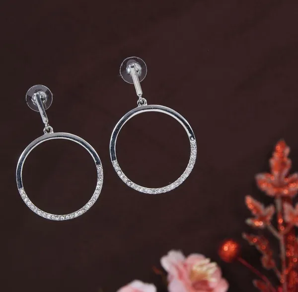 Silver_Plated_Cricle_Stone_Studded_Western_Earring-WER_3382_For_Women_&_Girls