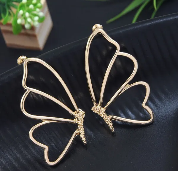 Gold_Plated_Butterfly_Shaped_Western_Earring-_WER_5342_For_Women_&_Girls
