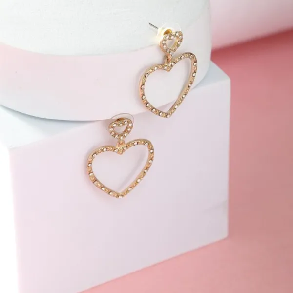Sparkling_Double_Heart_Gold_Dangle_Earrings_For_Women_&_Girls