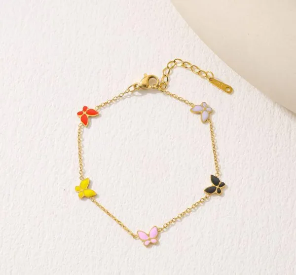 Stainlees_Steel_Colourful_Butterfly_Link_Chain_Bracelet_-_ST_For_Women_&_Girls