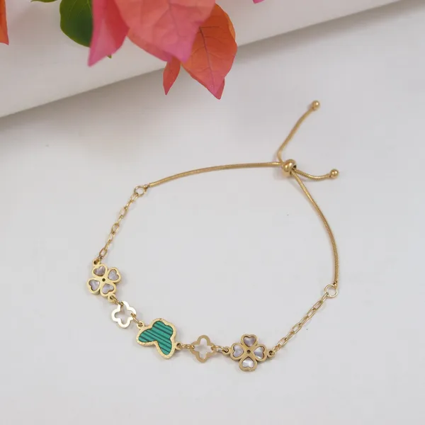 Stainless_Steel_Green_Butterfly_Floral_Bracelet_For_Women_&_Girls