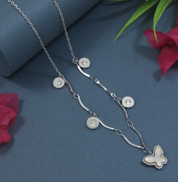 Stainless_Steel_Butterfly_Pendent_Necklace_-_STNK_5484_For_Women_&_Girls