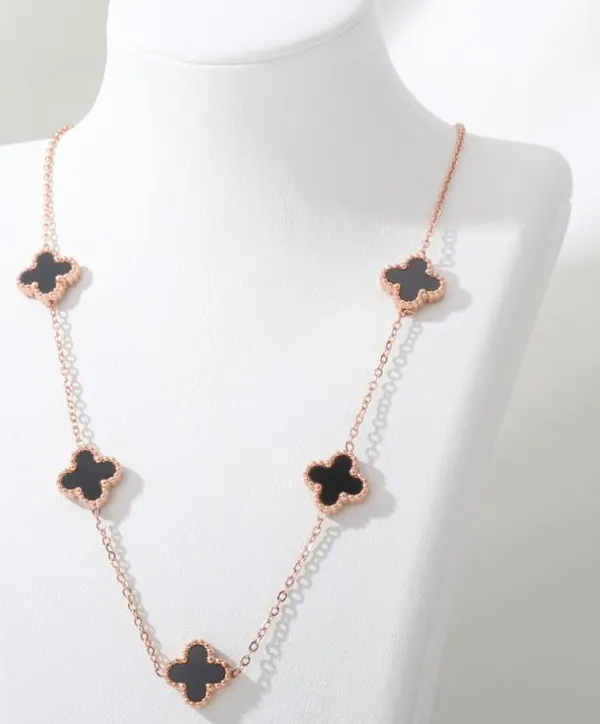 Stainless_Steel_Clover_Link_Necklace_-_STNK_5180_For_Women_&_Girls