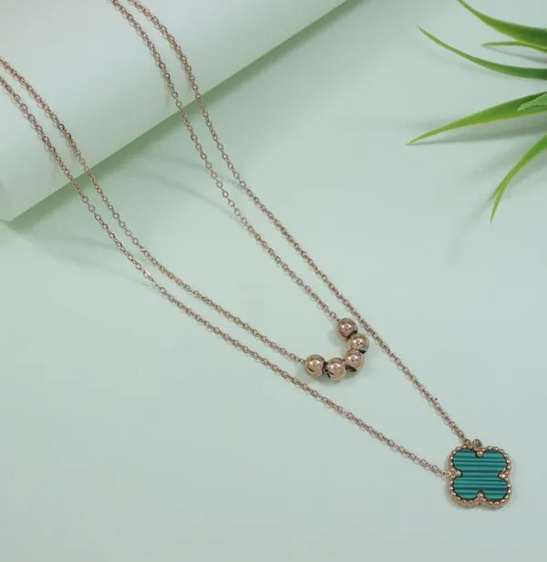 Stainless_Steel_Clover_Pendent_Necklace_-_STNK_5479_For_Women_&_Girls