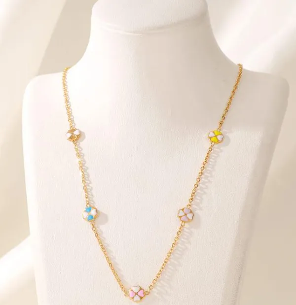 Stainless_steel_Colourful_Flower_Link_Necklace_-_STNK_5051_For_Women_&_Girls
