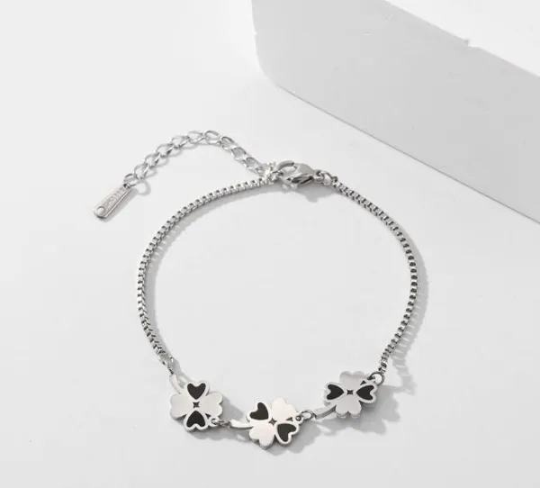 Stainless_Steel_Floral_Link_Enamel_Bracelet_-_STBR_5088_For_Women_&_Girls