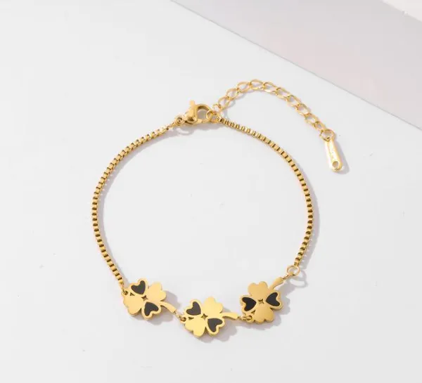Stainless_Steel_Floral_Link_Enamel_Bracelet_-_STBR_5088_For_Women_&_Girls