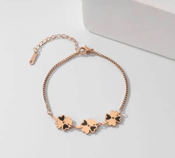 Stainless_Steel_Floral_Link_Enamel_Bracelet_-_STBR_5088_For_Women_&_Girls