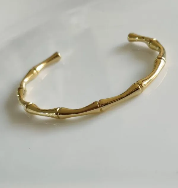 Stainless_Steel_Gold_Plated_Bamboo_Design_Cuff_Kada_-_STKD_4949_For_Women_&_Girls