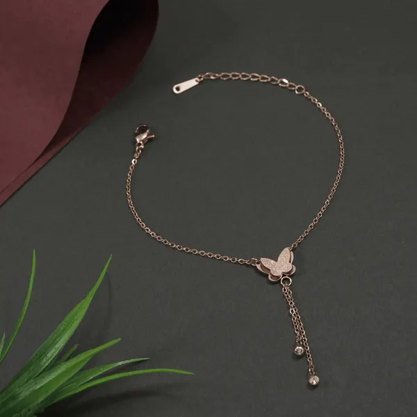 Stainless_Steel_Gold_Plated_Butterfly_Chain_Bracelet-_STBR_4_For_Women_&_Girls
