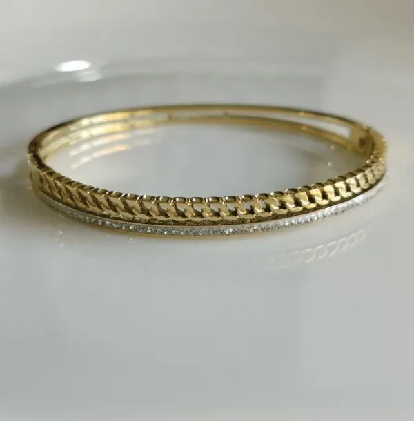 Stainless_Steel_Gold_Plated_Chain_Link_Cubic_Zicronia_Kada_-_STKD_4944_For_Women_&_Girls