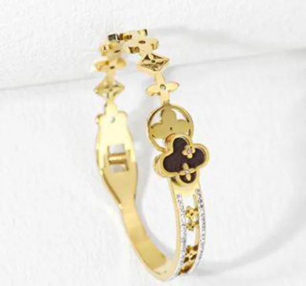 Stainless_Steel_Gold_Plated_Clover_Shaped_Kada-_STKD_4880_For_Women_&_Girls