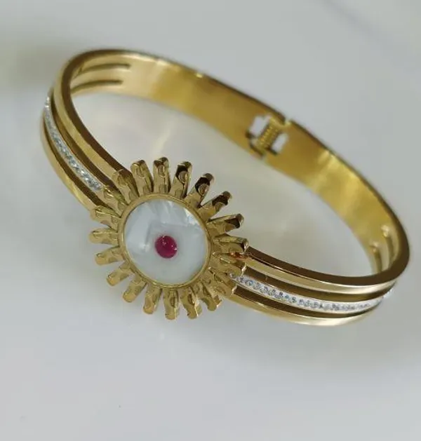 Stainless_Steel_Gold_Plated_Floral_Shaped_Evil_Eye_Kada-_STK_For_Women_&_Girls