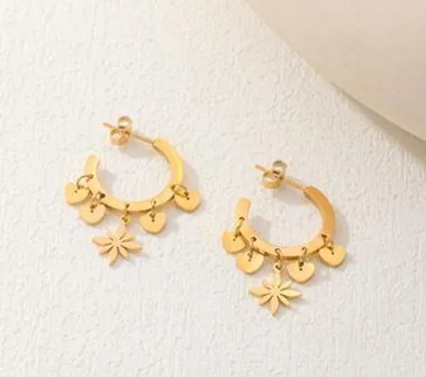 Stainless_Steel_Gold_Plated_Hanging_Heart_&_Star_Hoops_Earring-_STNER_4935_For_Women_&_Girls